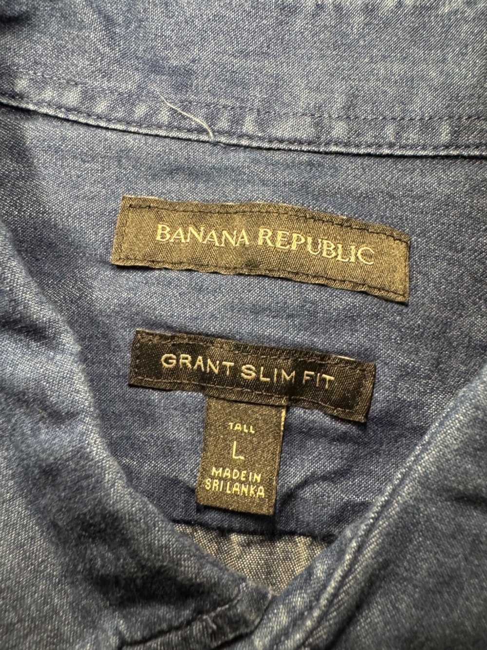 Banana Republic Grant Slim Fit Denim Shirt Large Tall LT Dark Wash